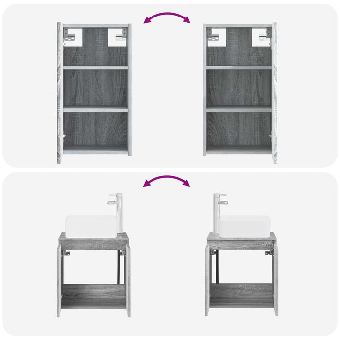 Set de mobilier pentru baie 3 buc. Sonoma gri WALTI