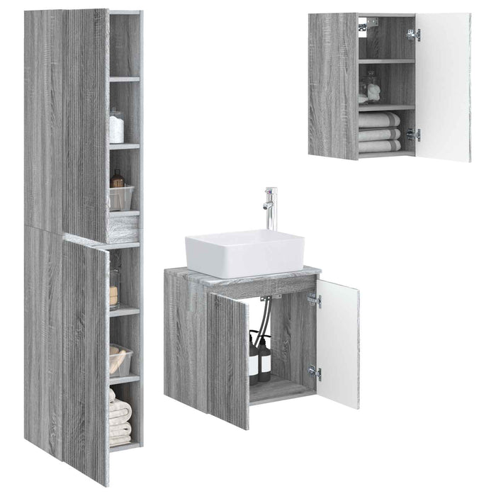 Set de mobilier pentru baie 3 buc. Sonoma gri WALTI