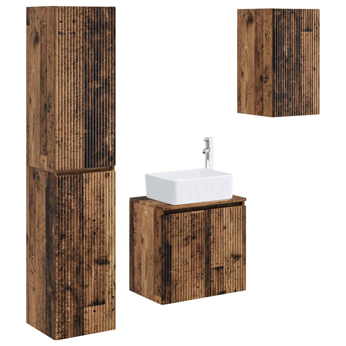 Set de mobilier pentru baie 3 buc. Lemn vechi WALTI