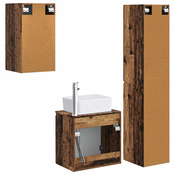 Set de mobilier pentru baie 3 buc. Lemn vechi WALTI