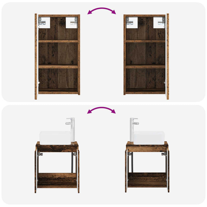 Set de mobilier pentru baie 3 buc. Lemn vechi WALTI