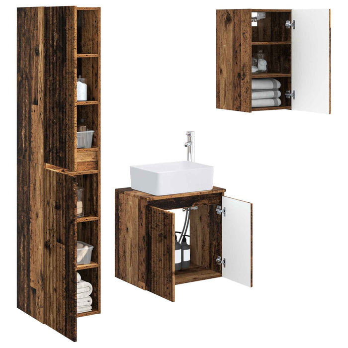 Set de mobilier pentru baie 3 buc. Lemn vechi WALTI