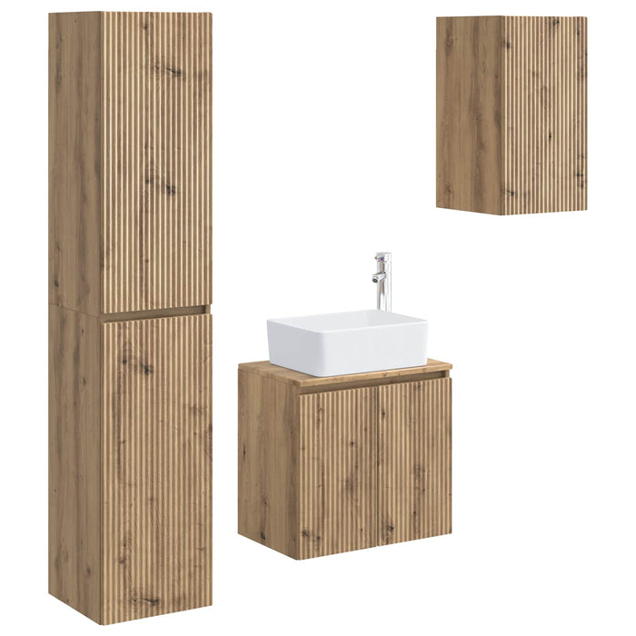 Set de mobilier pentru baie 3 buc. Stejar Artizanal WALTI