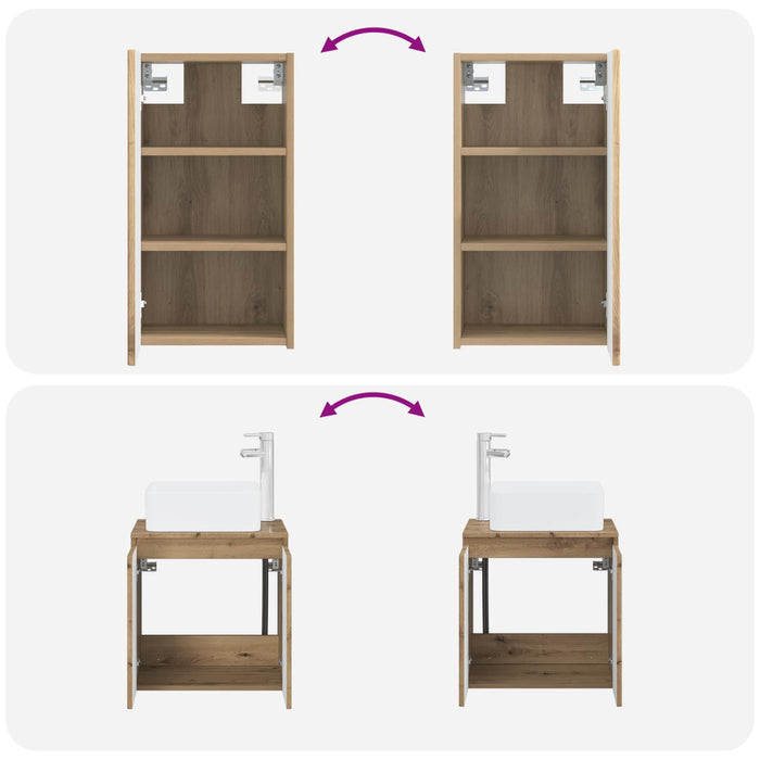 Set de mobilier pentru baie 3 buc. Stejar Artizanal WALTI