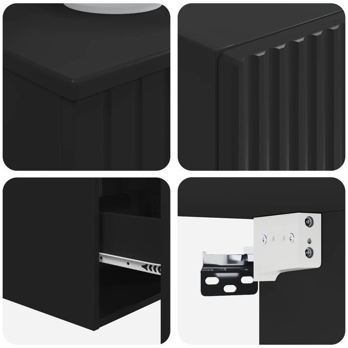 Set de mobilier pentru baie 3 buc. Negru 33 x 34,5 x 160 cm WALTI