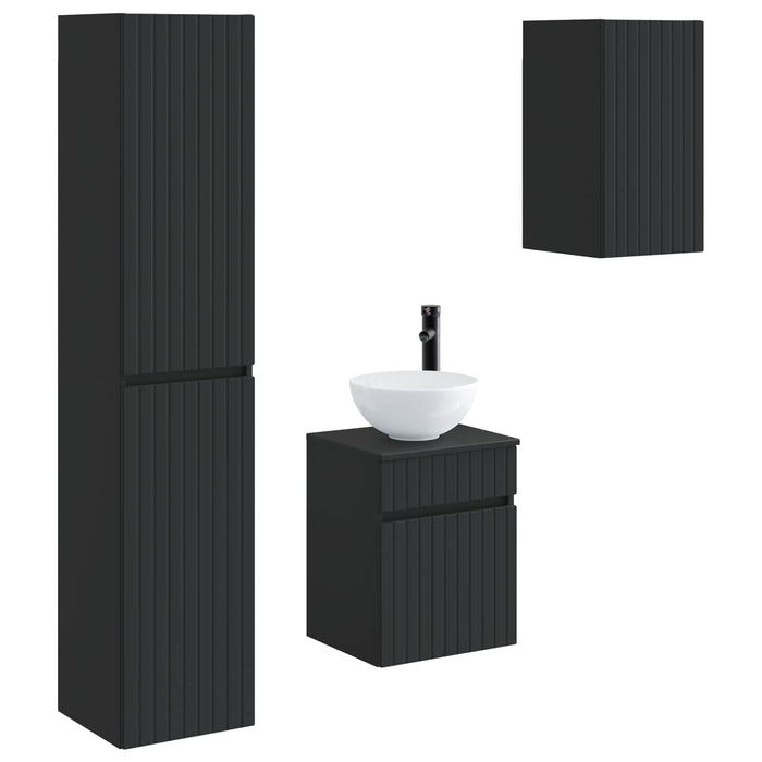 Set de mobilier pentru baie 3 buc. Negru 33 x 34,5 x 160 cm WALTI