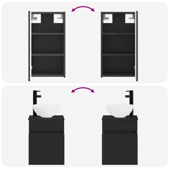 Set de mobilier pentru baie 3 buc. Negru 33 x 34,5 x 160 cm WALTI
