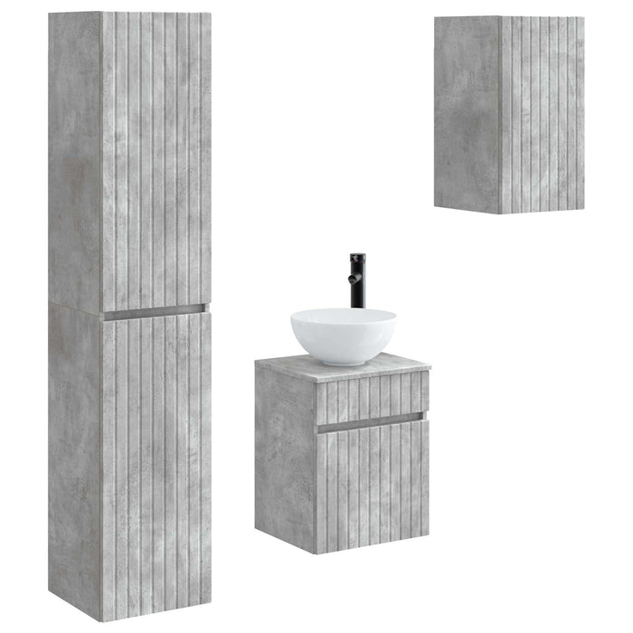 Set de mobilier pentru baie 3 buc. Gri Beton 33 x 34,5 x 160 cm WALTI