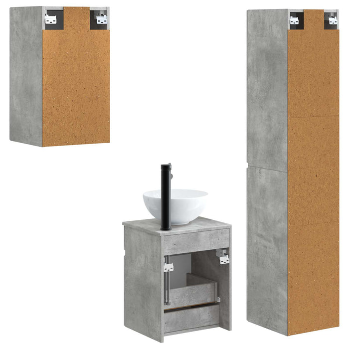Set de mobilier pentru baie 3 buc. Gri Beton 33 x 34,5 x 160 cm WALTI