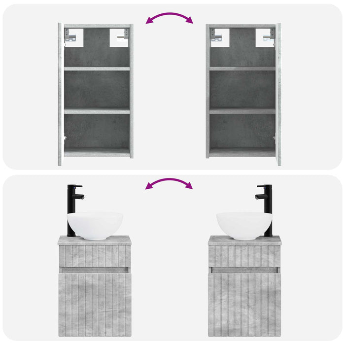 Set de mobilier pentru baie 3 buc. Gri Beton 33 x 34,5 x 160 cm WALTI