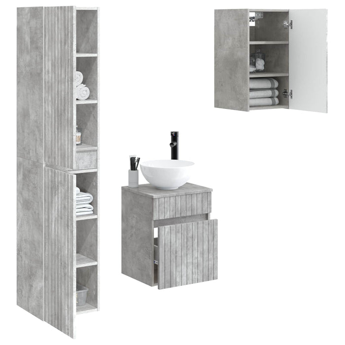 Set de mobilier pentru baie 3 buc. Gri Beton 33 x 34,5 x 160 cm WALTI
