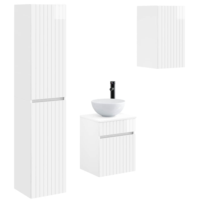 Set de mobilier pentru baie 3 buc. Alb foarte lucios WALTI