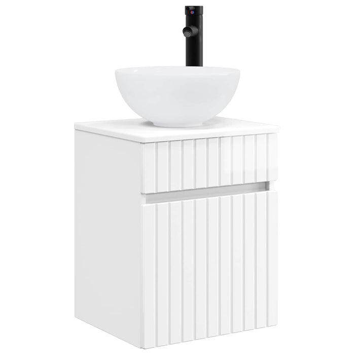 Set de mobilier pentru baie 3 buc. Alb foarte lucios WALTI