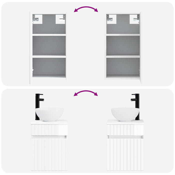 Set de mobilier pentru baie 3 buc. Alb foarte lucios WALTI
