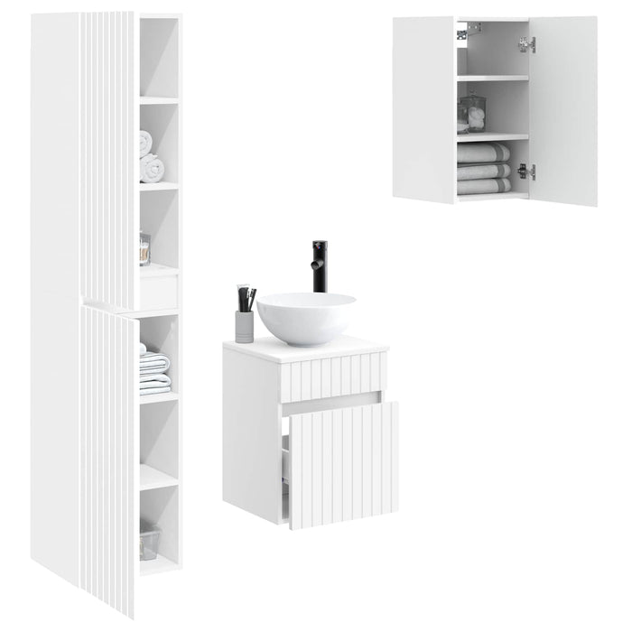 Set de mobilier pentru baie 3 buc. Alb foarte lucios WALTI