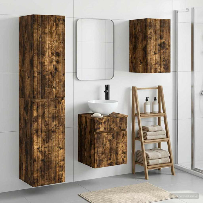 Set de mobilier pentru baie 3 buc. Stejar fumuriu WALTI