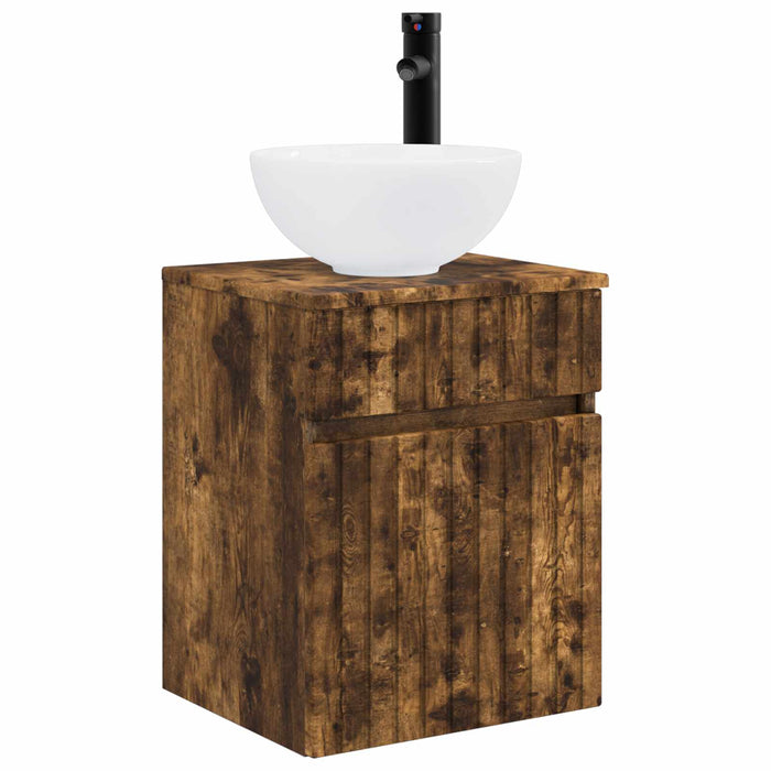 Set de mobilier pentru baie 3 buc. Stejar fumuriu WALTI