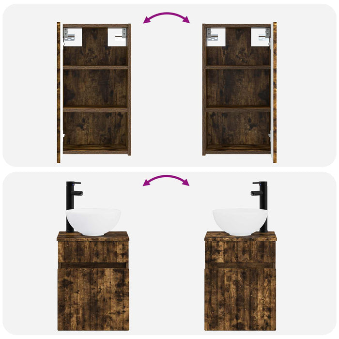 Set de mobilier pentru baie 3 buc. Stejar fumuriu WALTI
