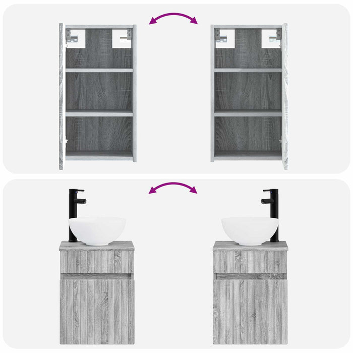 Set de mobilier pentru baie 3 buc. Sonoma gri WALTI