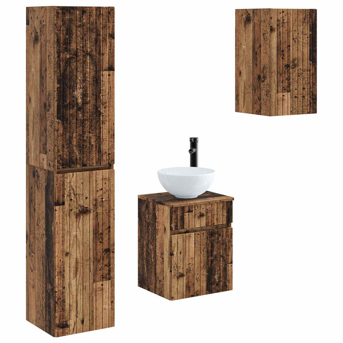 Set de mobilier pentru baie 3 buc. Lemn vechi WALTI