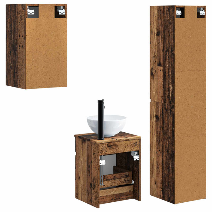 Set de mobilier pentru baie 3 buc. Lemn vechi WALTI