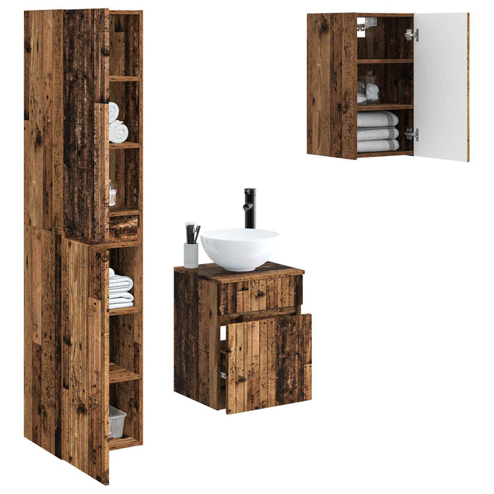 Set de mobilier pentru baie 3 buc. Lemn vechi WALTI