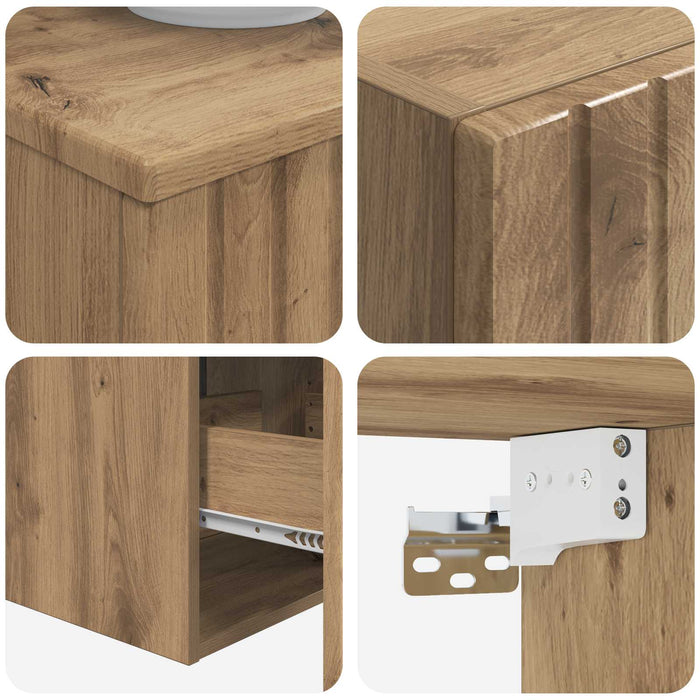 Set de mobilier pentru baie 3 buc. Stejar Artizanal WALTI