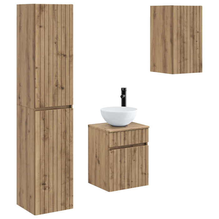 Set de mobilier pentru baie 3 buc. Stejar Artizanal WALTI