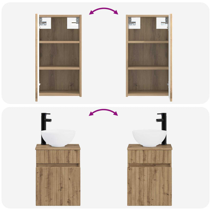 Set de mobilier pentru baie 3 buc. Stejar Artizanal WALTI