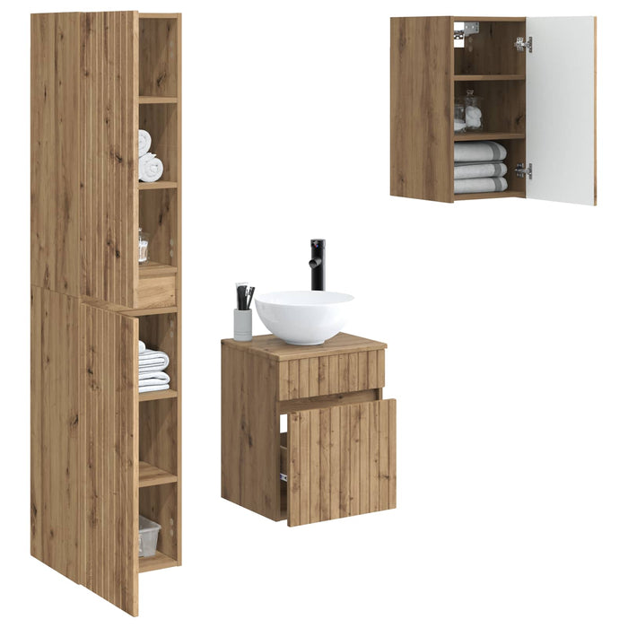 Set de mobilier pentru baie 3 buc. Stejar Artizanal WALTI