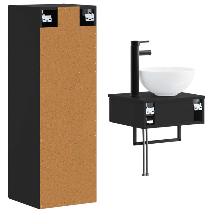 Set de mobilier pentru baie 2 buc. Negru 33 x 34,5 x 100 cm WALTI