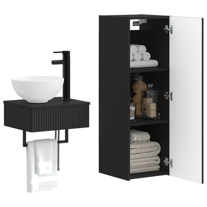 Set de mobilier pentru baie 2 buc. Negru 33 x 34,5 x 100 cm WALTI