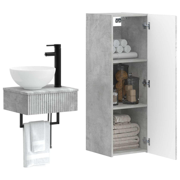 Set de mobilier pentru baie 2 buc. Gri Beton 33 x 34,5 x 100 cm WALTI