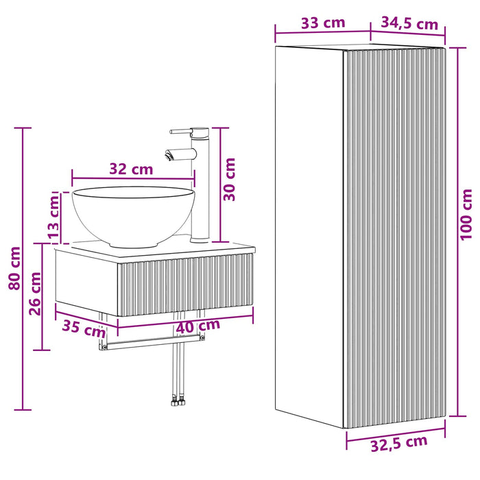 Set de mobilier pentru baie 2 buc. Gri Beton 33 x 34,5 x 100 cm WALTI