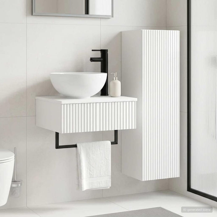 Set de mobilier pentru baie 2 buc. Alb foarte lucios WALTI
