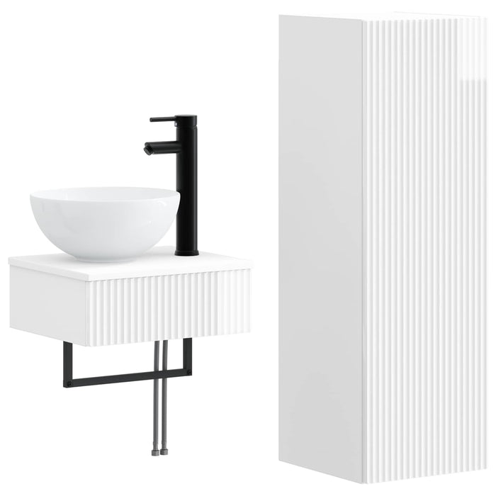 Set de mobilier pentru baie 2 buc. Alb foarte lucios WALTI