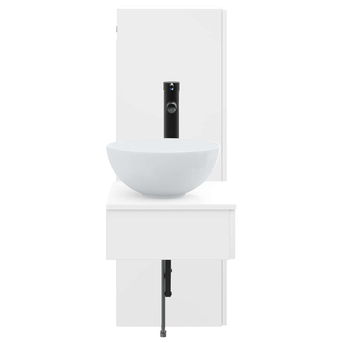 Set de mobilier pentru baie 2 buc. Alb foarte lucios WALTI