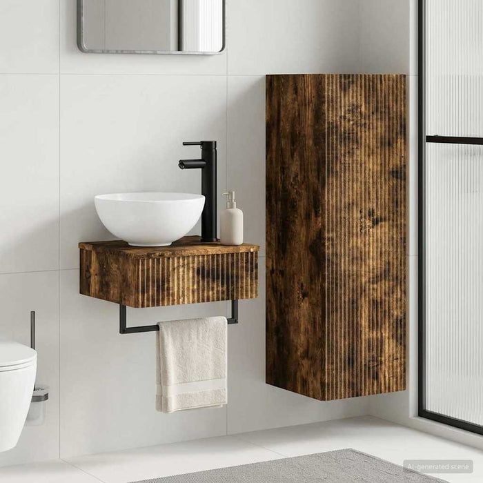 Set de mobilier pentru baie 2 buc. Stejar fumuriu WALTI