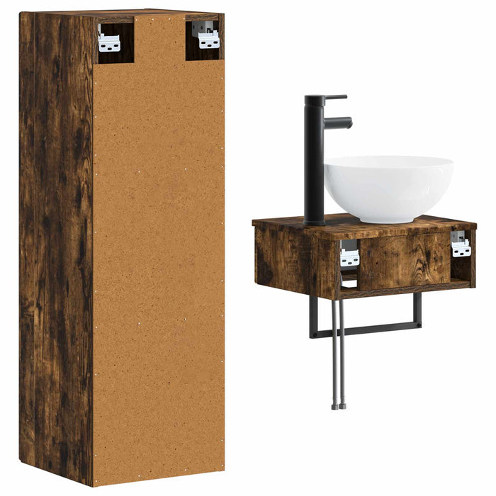 Set de mobilier pentru baie 2 buc. Stejar fumuriu WALTI