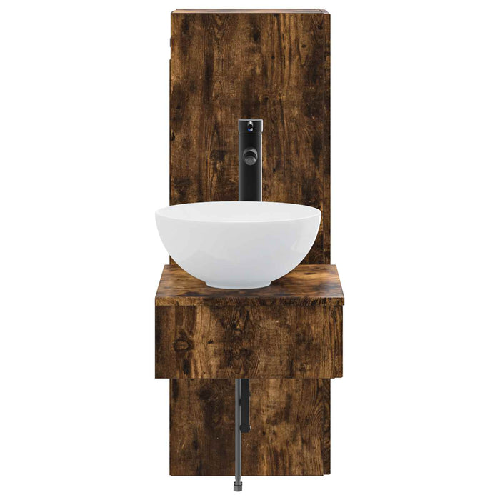 Set de mobilier pentru baie 2 buc. Stejar fumuriu WALTI