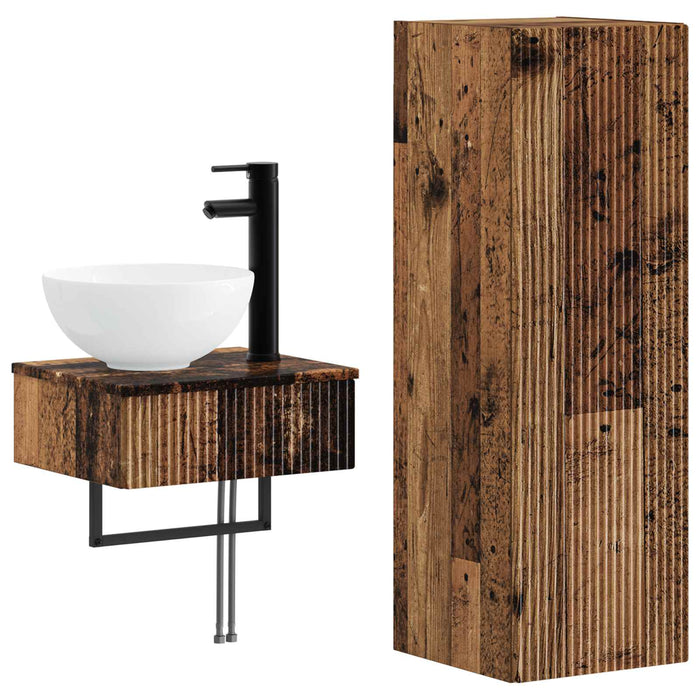 Set de mobilier pentru baie 2 buc. Lemn vechi WALTI
