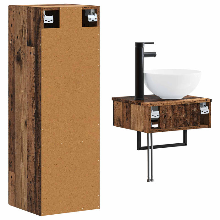 Set de mobilier pentru baie 2 buc. Lemn vechi WALTI