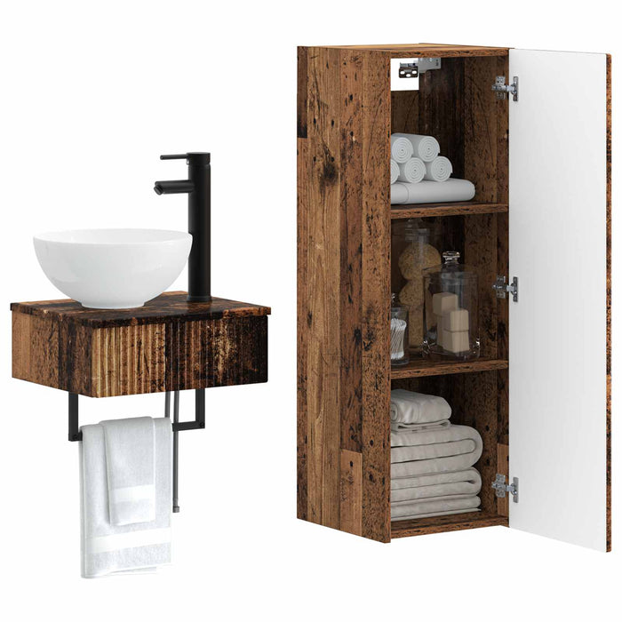 Set de mobilier pentru baie 2 buc. Lemn vechi WALTI