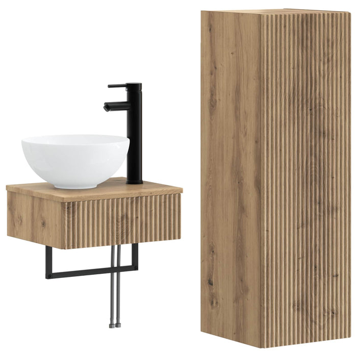 Set de mobilier pentru baie 2 buc. Stejar Artizanal WALTI