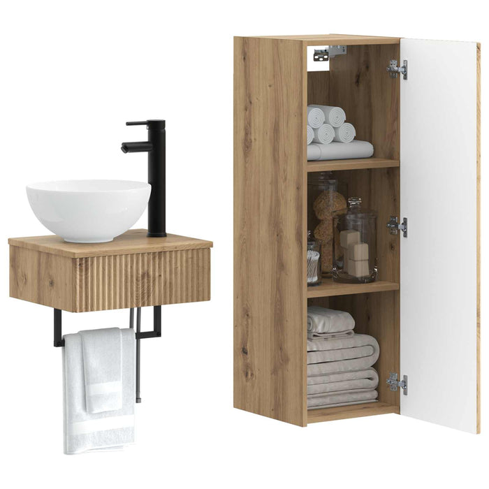 Set de mobilier pentru baie 2 buc. Stejar Artizanal WALTI