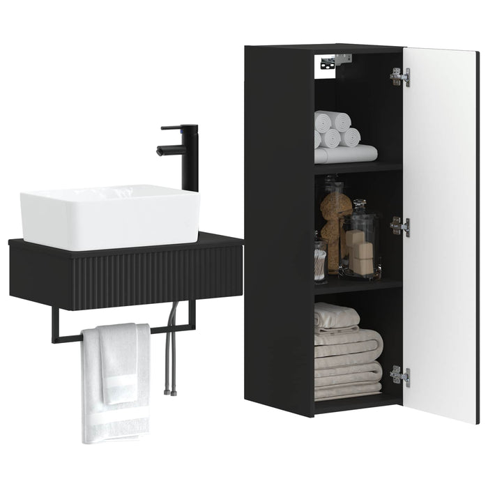 Set de mobilier pentru baie 2 buc. Negru 33 x 34,5 x 100 cm WALTI