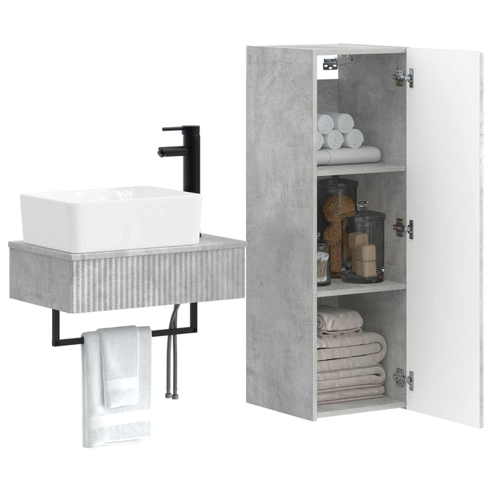 Set de mobilier pentru baie 2 buc. Gri Beton 33 x 34,5 x 100 cm WALTI