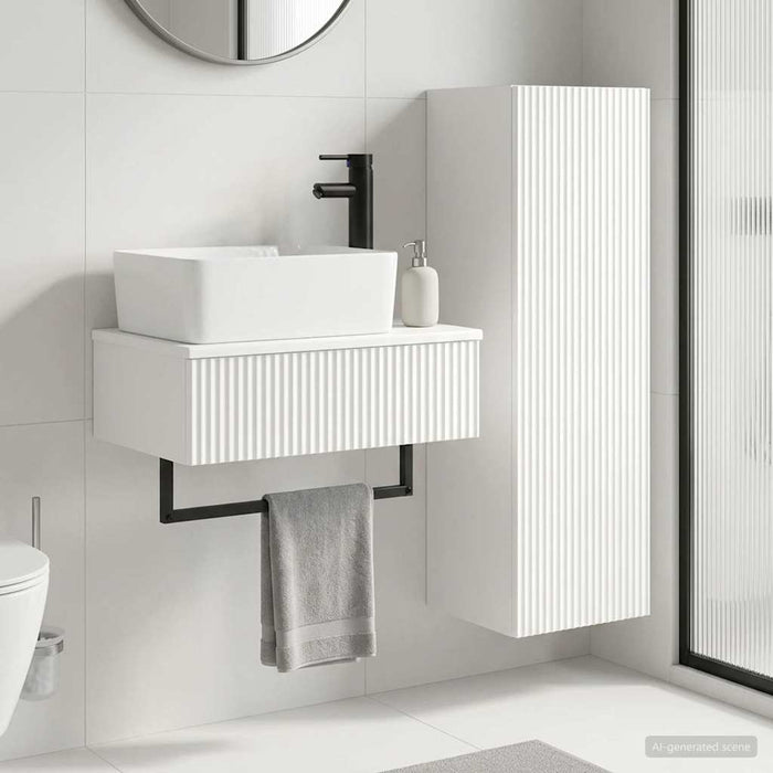 Set de mobilier pentru baie 2 buc. Alb foarte lucios WALTI