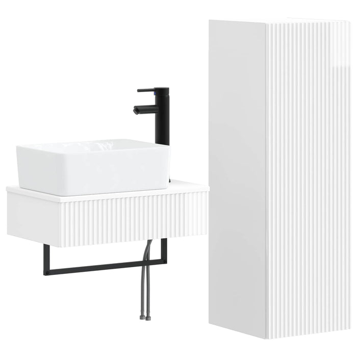 Set de mobilier pentru baie 2 buc. Alb foarte lucios WALTI