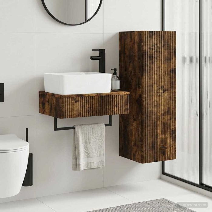 Set de mobilier pentru baie 2 buc. Stejar fumuriu WALTI